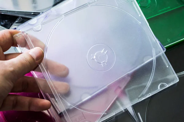 Empty Disc Cases Different Colors — Stock Photo, Image