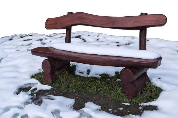 Wooden Bench Covered Snow Isolated Background — Stock Photo, Image