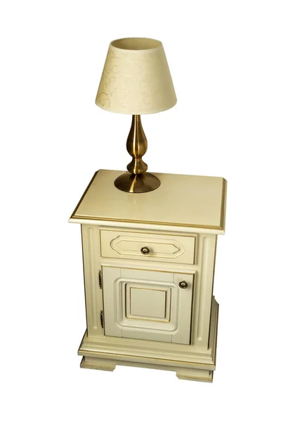 Retro Lamp Nachtkastje Wit Geïsoleerde Achtergrond — Stockfoto