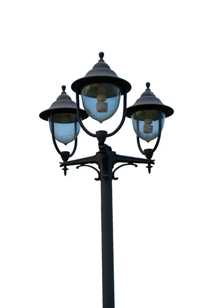 Régi Utcai Lámpa Fehér Elszigetelt Háttérrel — Stock Fotó