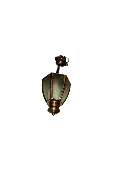 Vieille Lampe Brune Suspendue Plafond Blanc — Photo