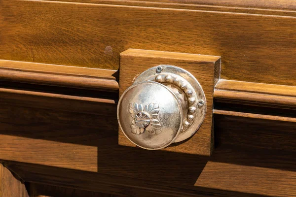 Doorknob Brown Wooden Door — Stock Photo, Image