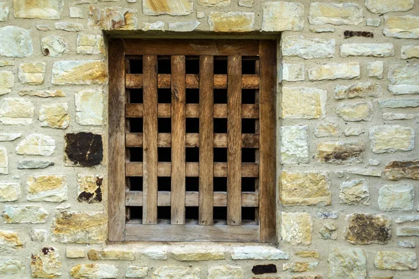 Stone Wall Wood Window Stock Picture