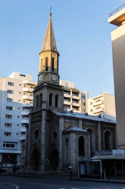  BUCHAREST, ROMANIA - HAZİRAN 02, 2021 - Bükreş 'teki Augustan İtirafları Evanjelik Kilisesi, özellikle Lüteryen Kilisesi olarak bilinir..