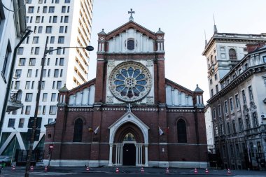 BUCHAREST, ROMANIA - 02 Ocak 2021: St. Joseph Katolik Katedrali veya Catedrala Sf. Kaybet..