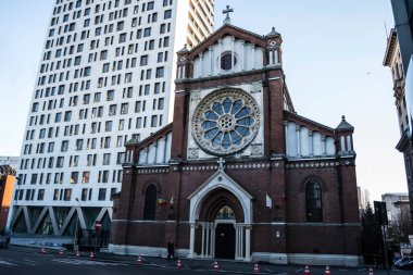 BUCHAREST, ROMANIA - 02 Ocak 2021: St. Joseph Katolik Katedrali veya Catedrala Sf. Kaybet..