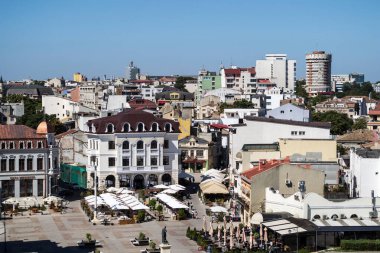 ConstANTA, ROMANIA - 13 Eylül 2020: Ovidiu Meydanı 'nın havadan görünüşü.