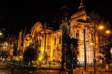 BUCHAREST, ROMANIA - MSK 02, 2021: MSK Sarayı 1900 yılında inşa edildi ve Calea Victoriei 'de yer aldı..