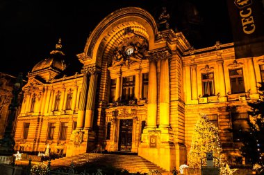 BUCHAREST, ROMANIA - MSK 02, 2021: MSK Sarayı 1900 yılında inşa edildi ve Calea Victoriei 'de yer aldı..