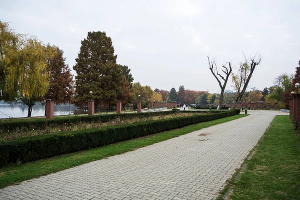 Осенний Пейзаж Парке Герастрау Бухарест Румыния — стоковое фото