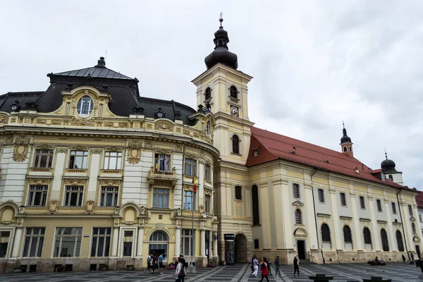 Sibiu Romania Ağustos 2020 Cizvit Kilisesi Veya Kutsal Üçleme Kilisesi — Stok fotoğraf