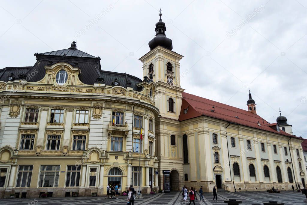 SIBIU, RUMANIA 19 de agosto de 2020 Iglesia Jesuita o Iglesia de la