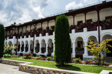 NEAMT, ROMANIA - 22 Haziran 2019 Agapia Ortodoks Manastırı. Agapia Köyü.