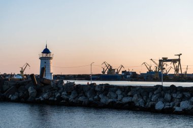 MANGALYA, ROMANIA - 30 Ağustos 2021: Eski Mangalia Deniz Feneri (Farul Genovez)