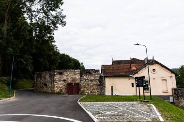 BRASOV, ROMANIA - SEPTEMBER 24, 2021: Rope makers bastion or Ropers bastion -Bastionul Funarilor sau Franghierilor- on Tiberiu Brediceanu alleys and Suisul Castelului.