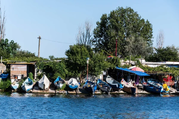 Barcos Costa Ilha Dos Pescadores Mangalia Roménia — Fotografia de Stock