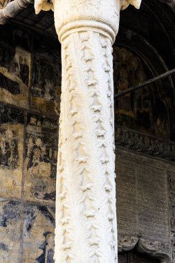 Stavropoleos manastır duvarı, eski kasaba Bükreş ve Romanya 'dan ayrıntılar.