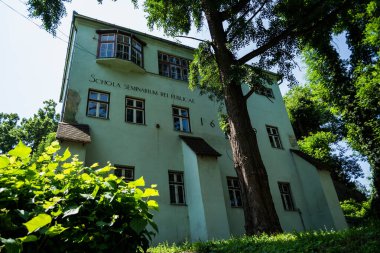 SIGHISOARA, ROMANIA - 19 Haziran 2019: tepe, ortaçağ kasabası, Drakula 'nın doğduğu yer.