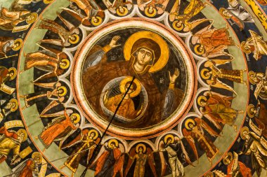 GURA HUMORULUI, ROMANIA - 19 Haziran 2019: Ortodoks Manastırı Mizahı. UNESCO Dünya Mirası Alanı. Suceava ilçesi, Romanya.