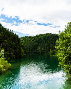 Scropoasa Gölü, Bucegi Dağları 'nda Lalomita Nehri vadisinde bulunan yapay bir baraj gölü. Romanya.