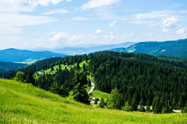 Paisagem Etapa Ciumarna Palma Passo Palma Monumento Trabalhadores Rodoviários Bucovina — Fotografia de Stock