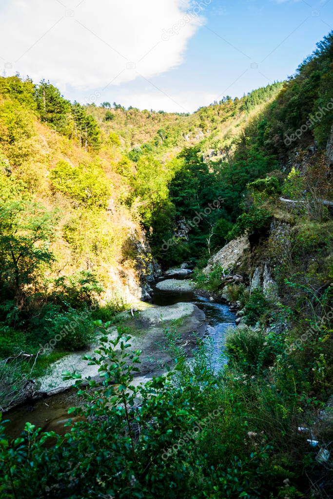 Rudarica river in Almajului mountains, Beautiful landscape, water mills area. Rudaria, Eftimie Murgu, Romania.