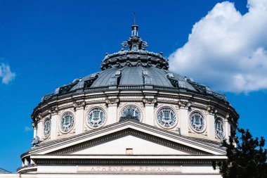 Romanian Athenaeum (Ateneul Roman) building in the city center of Bucharest, Romania.
