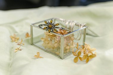 Kehribar taşlı boncuk ve bilezik, fosil taşlar, antika mücevherler. Dekoratif dekorasyon.