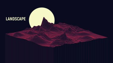 Soyut manzara arka planı. Ağ yapısı. Çokgen kablo çerçevesi arka planı. 3d izometrik vektör çizimi