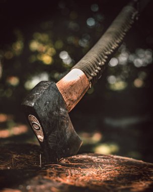 Baltayı sapla. Odun kesiyorum.