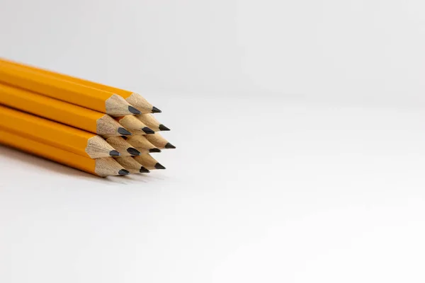 Stack Pencils White Background Copy Space — Stock Photo, Image