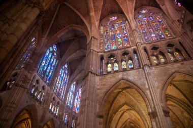 Leon, İspanya 'nın güzel katedralinin ayrıntıları.