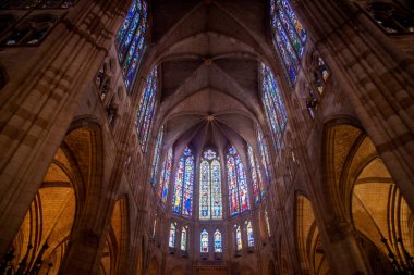 Leon, İspanya 'nın güzel katedralinin ayrıntıları.
