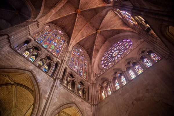 스페인 레온에 아름다운 대성당 내부의 — 스톡 사진