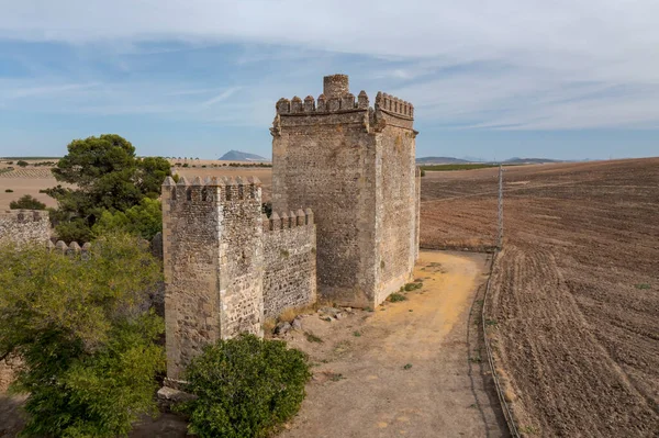 Αεροφωτογραφία Του Κάστρου Las Aguzaderas Στο Δήμο Coronil Ισπανία — Φωτογραφία Αρχείου