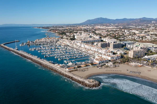Aerial View Puerto Banus Blue Day Marbella — Stock Photo, Image