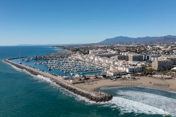 Aerial View Puerto Banus Blue Day Marbella — Stock Photo, Image