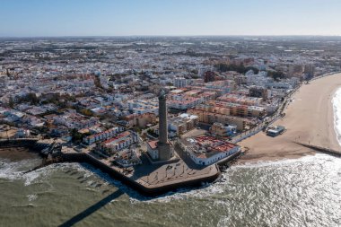 Cadiz, Endülüs kıyısındaki Chipiona belediyesinin hava manzarası