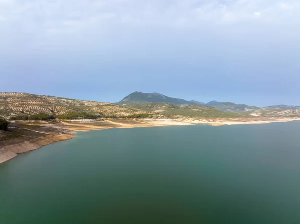 Вид Водохранилища Низким Уровнем Воды — стоковое фото