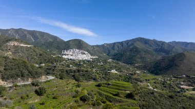 İspanya 'nın Malaga ili Ojen belediyesinin hava manzarası
