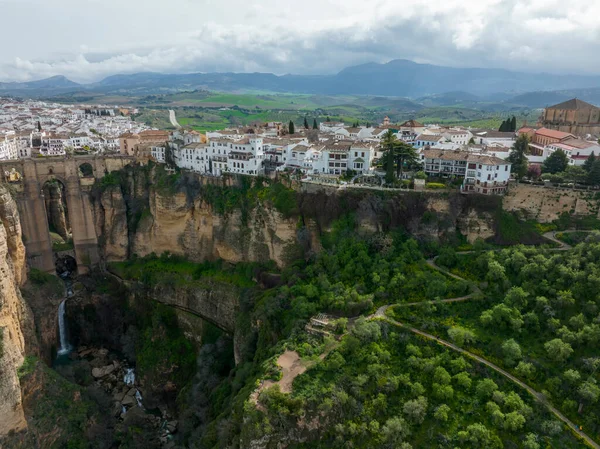 Légi Felvétel Monumentális Város Ronda Tartomány Malaga Spanyolország — Stock Fotó