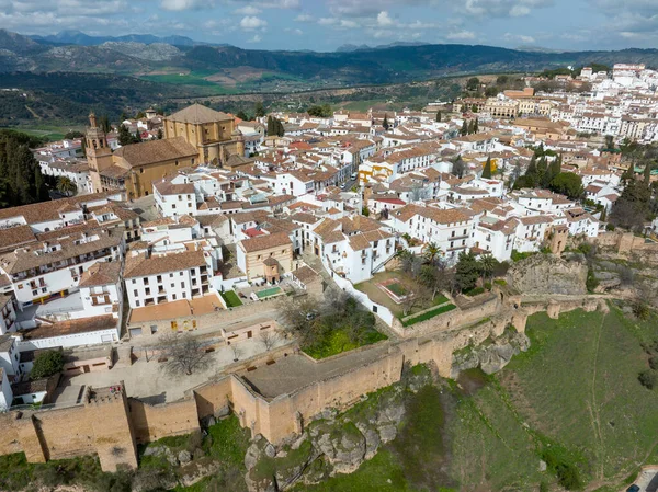 Kilátás Monumentális Város Ronda Ókori Városfalak Spanyolország — Stock Fotó