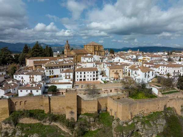 Kilátás Monumentális Város Ronda Ókori Városfalak Spanyolország — Stock Fotó