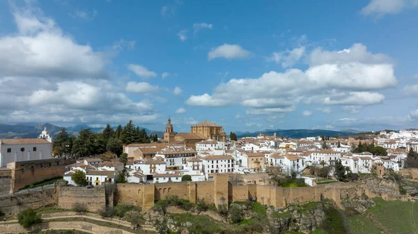 Kilátás Monumentális Város Ronda Ókori Városfalak Spanyolország — Stock Fotó