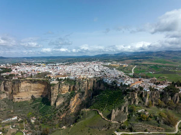 Légi Felvétel Monumentális Város Ronda Tartomány Malaga Spanyolország — Stock Fotó