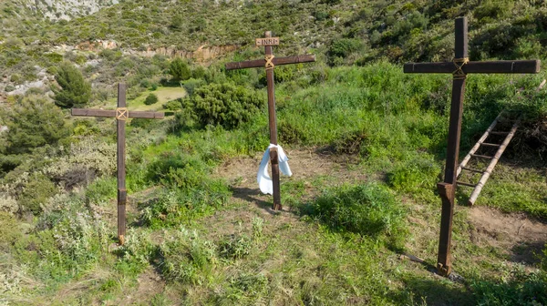 Cruces Para Representación Crucifixión Jesús Cruz — Foto de Stock