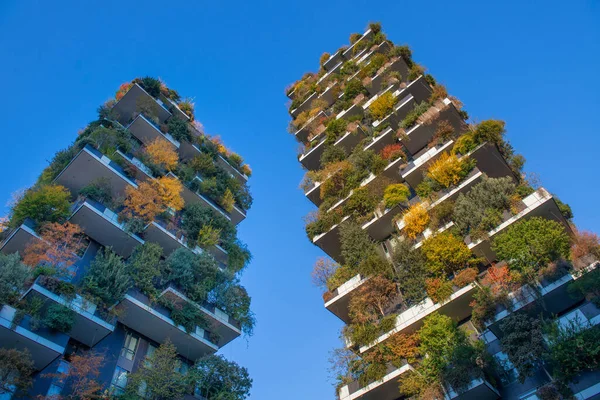 Mediolan Włochy Listopada 2021 Vertical Forest Kompleks Dwóch Budynków Mieszkalnych — Zdjęcie stockowe