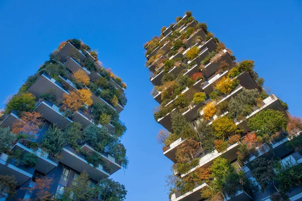 Milano Novembre 2021 Bosco Verticale Complesso Due Torri Residenziali Progettato — Foto Stock