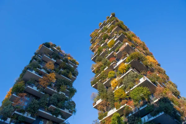 Milano Novembre 2021 Bosco Verticale Complesso Due Torri Residenziali Progettato — Foto Stock