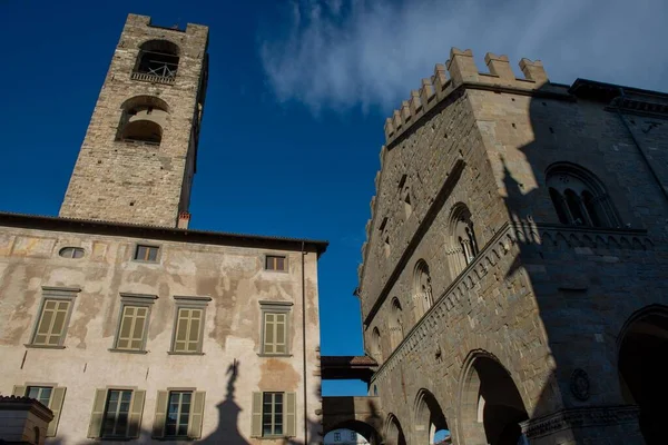 Campanone Palácio Razão Monumentos Históricos Cidade Bergamo — Fotografia de Stock